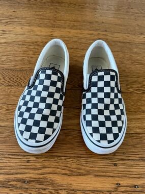 Vans Checkerboard Slip-On Sneakers - Black and White W7
